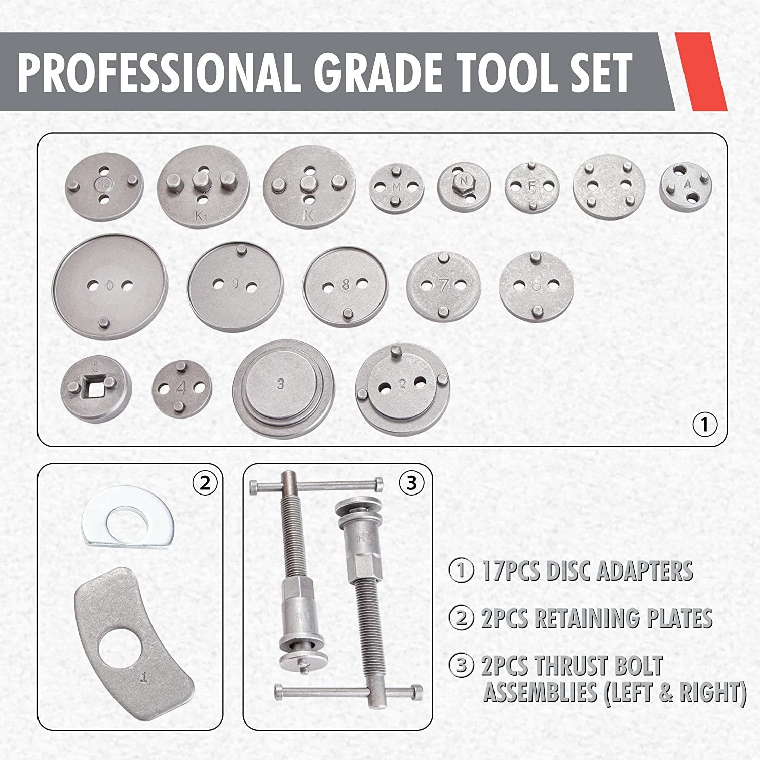 21pc Heavy Duty Disc Brake Caliper Tool Kit Universal Wind Back Tool Kit Set Automotive Mechanic Tool Set