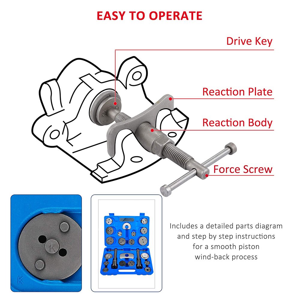 22pc Brake Caliper Wind Back Tool Professional Disc Brake Caliper Tool Set Carton Carbon Steel Universal Aligner Accept 100pcs