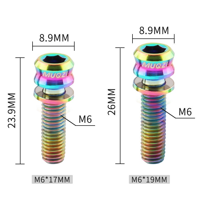 MUQZI Bicycle Titanium Screw Wholesale M6x17 M6x19 Brake Caliper Screw Bolts With Washer
