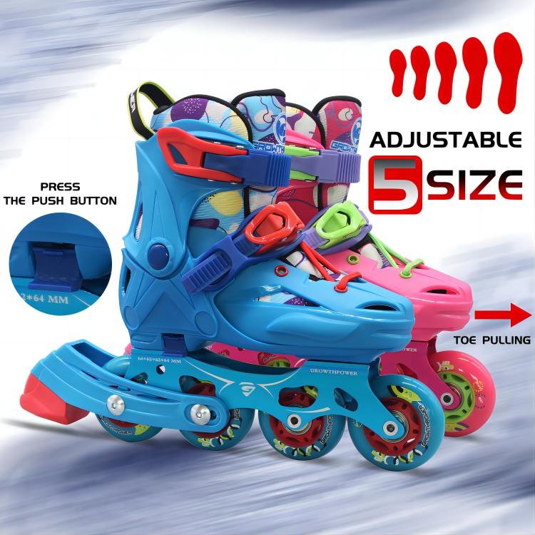 New Factory Direct Aggressive Roller Skate Kids Five Size Adjustable Brake 4 Wheel Kick Inline Skate Shoes