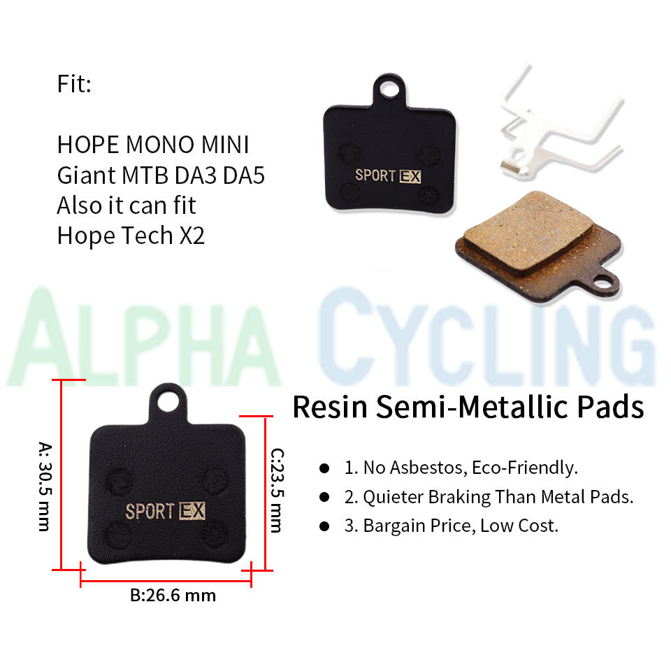 Resin Bicycle Brake Pads for HOPE MONO MINI Tech X2 DA3 DA5 Caliper