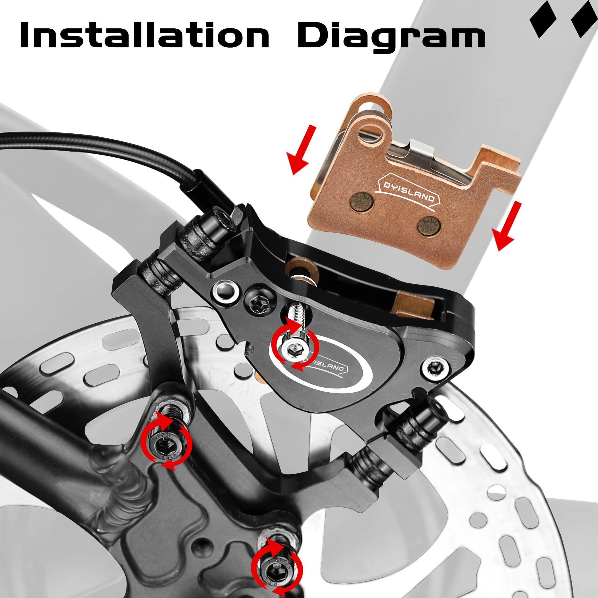 DYISLAND MT600 Electric Bicycle Brake Disc Brake Pads Suitable for LD-200PLUS LD4X-600 Special Thickened and Enlarged Brake Pads