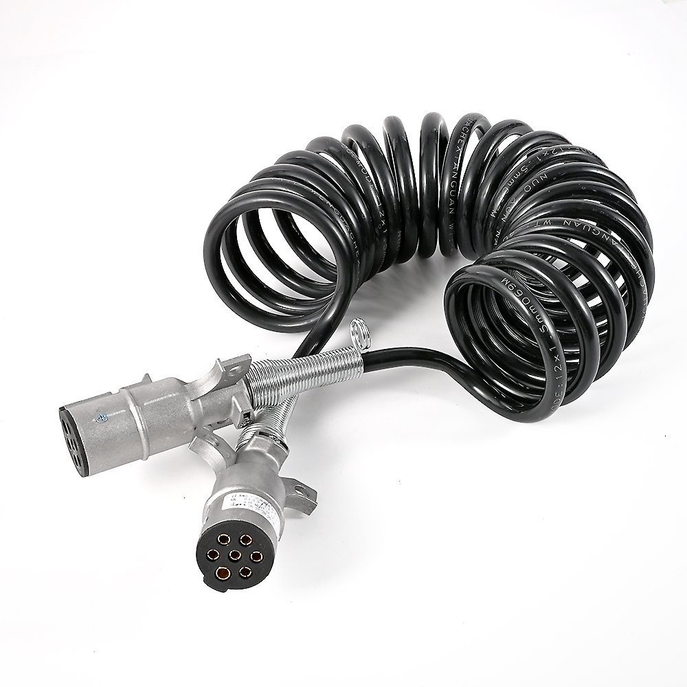 Best Quality Heavy Duty Trailer Plug Connector Spiral Power Cable Brake System 7-Way Electrical Cable