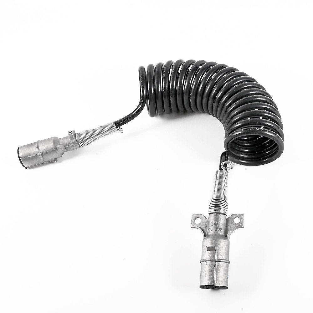 Best Quality Heavy Duty Trailer Plug Connector Spiral Power Cable Brake System 7-Way Electrical Cable