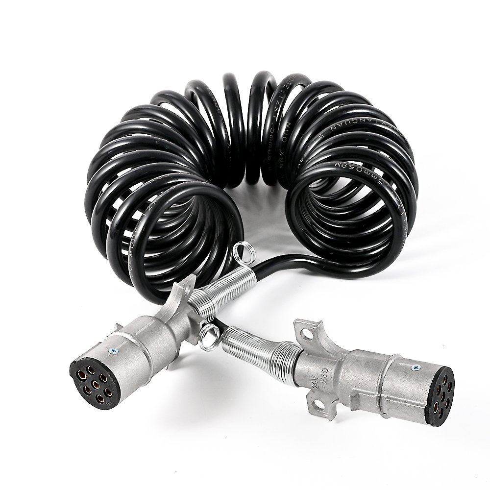 Best Quality Heavy Duty Trailer Plug Connector Spiral Power Cable Brake System 7-Way Electrical Cable
