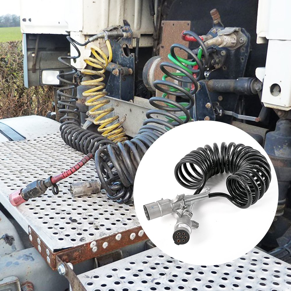 Best Quality Heavy Duty Trailer Plug Connector Spiral Power Cable Brake System 7-Way Electrical Cable