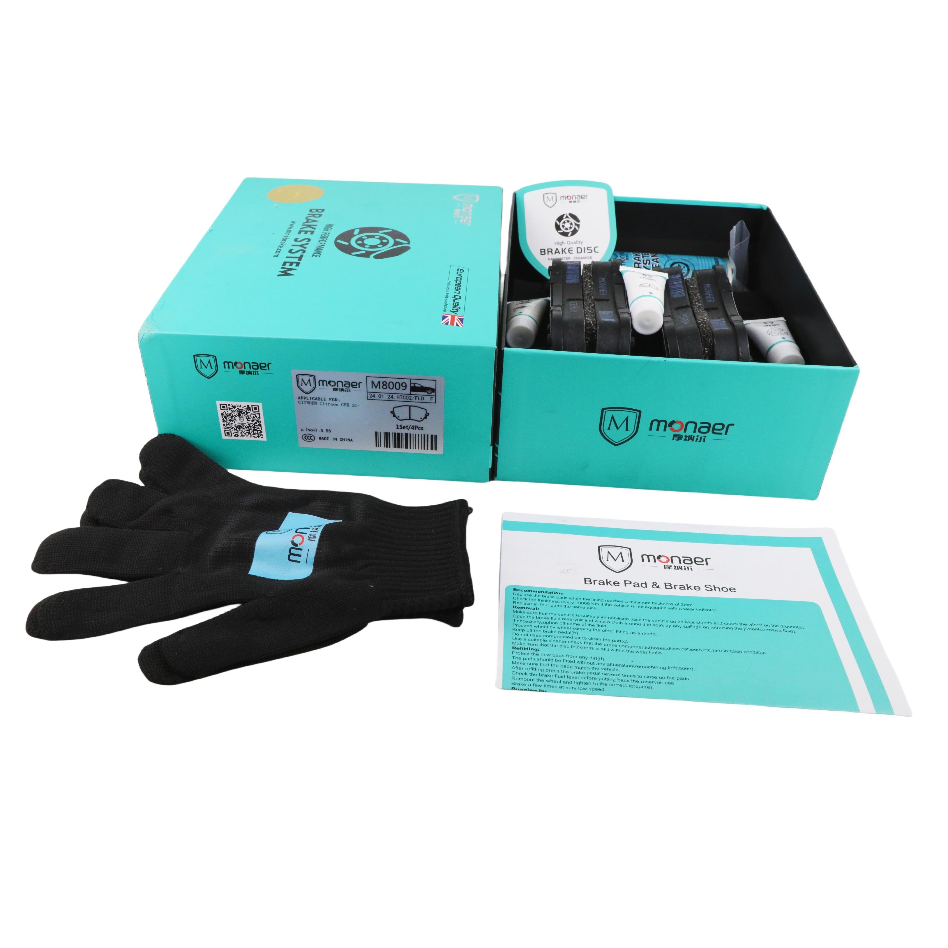 M8009 Monaer High-end Ceramic Brake Pads Manufacturers Factory Price No Sound No Dust Factory Price