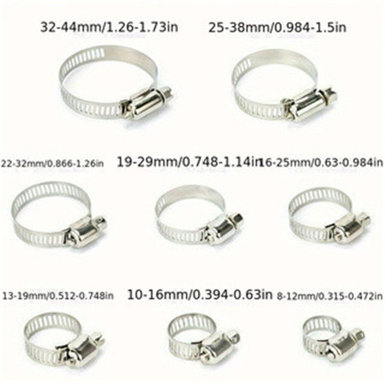 High Quality Stainless Steel Durable Multi-Size Hose Clamps Factory Wholesale for Brake Repairing Kits