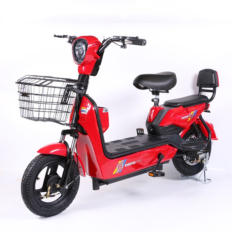Electric cylinder city leisure bicycle carbon steel frame 48v 350W motor power 60km range drum brake sturdy and convenient