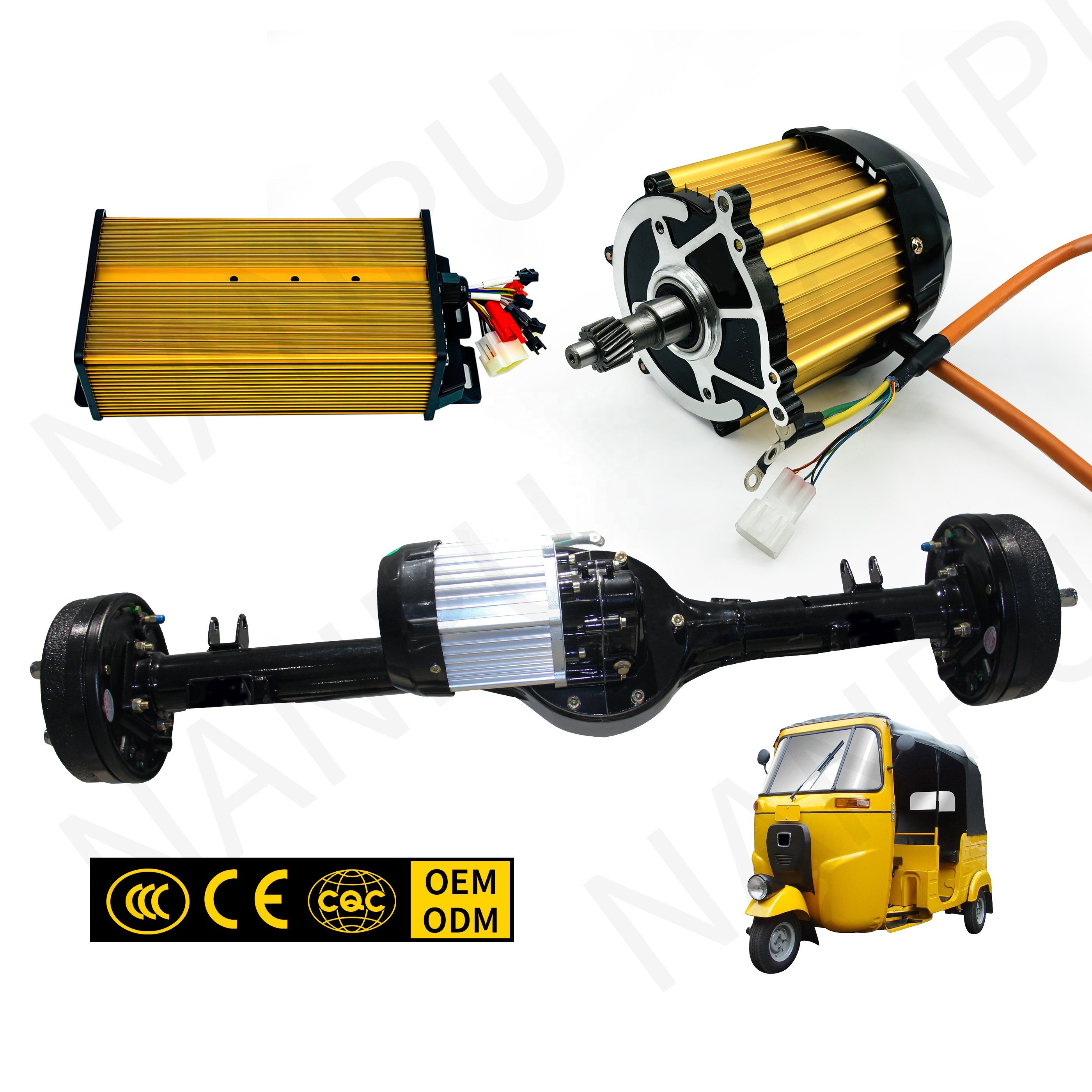 NP Nanpu Motor Axle 33inch 35inch 42inch Drum Brake Differential Gearbox Rear Axle With Electric Motor Electric Rickshaw Truck