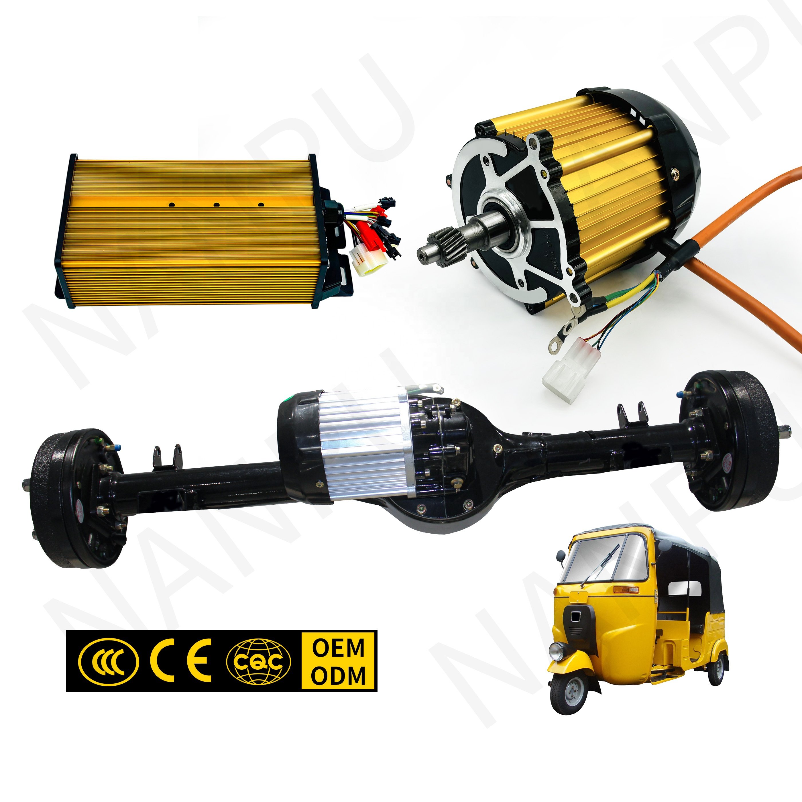 NP Nanpu Motor Axle 33inch 35inch 42inch Drum Brake Differential Gearbox Rear Axle With Electric Motor Electric Rickshaw Truck