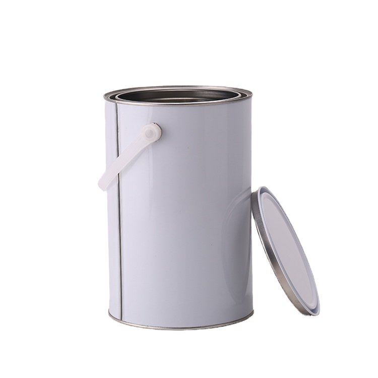 Wholesale Sale White Color 5 Litres Metal Pails Round Metal Tin Barrel with Metal Handle