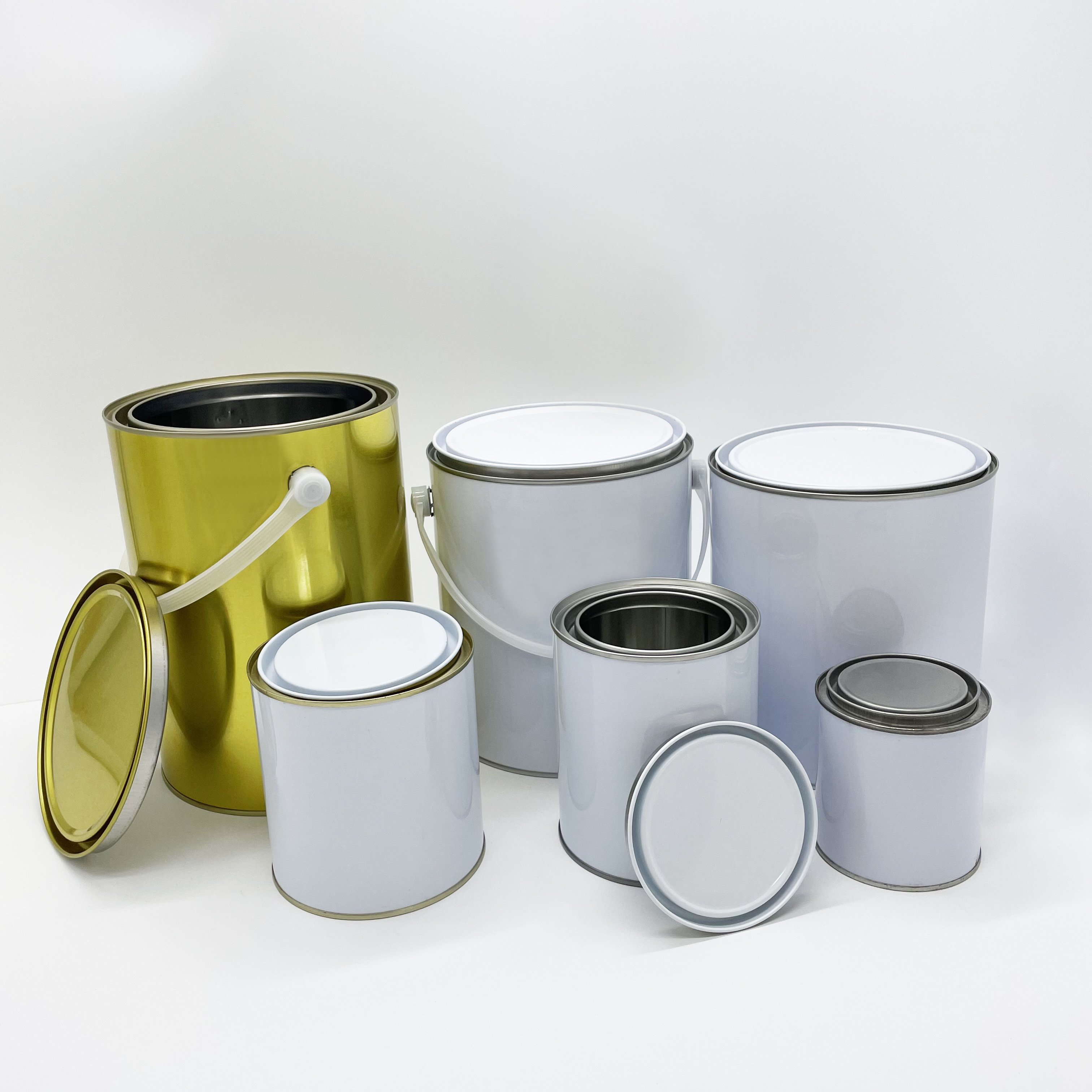 Wholesale Sale White Color 5 Litres Metal Pails Round Metal Tin Barrel with Metal Handle