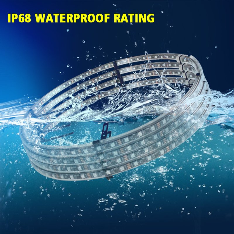 Flowing Double Row Colorful RGB Car Hub Lamp IP68 Waterproof Lamp Neon Strip Light