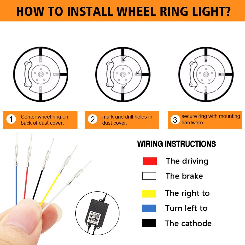 Flowing Double Row Colorful RGB Car Hub Lamp IP68 Waterproof Lamp Neon Strip Light