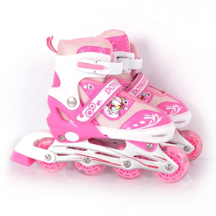 Brake Pink Flashing Roller Children Inline Skate