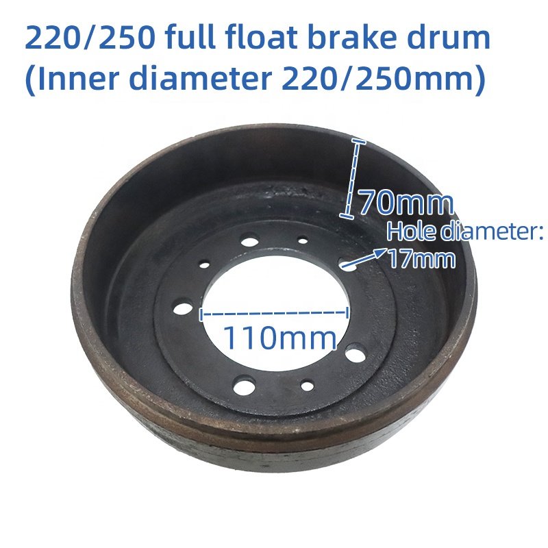220/250 Oil Brake Rear Axle Brake Drum Full/semi Floating Oil BRAKE Drum Heavy diesel Electric Freight Tricycle Common