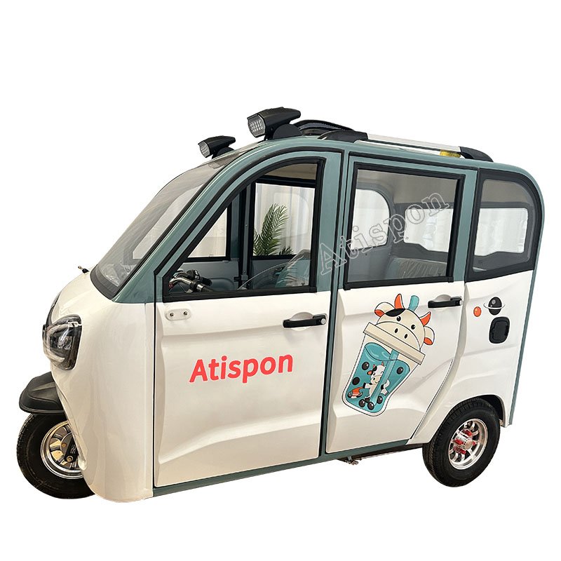 Atispon Electric Tricycle for 3 Person Enclosed Tricycle Taxi Moto Electric Tricycle for Disabled