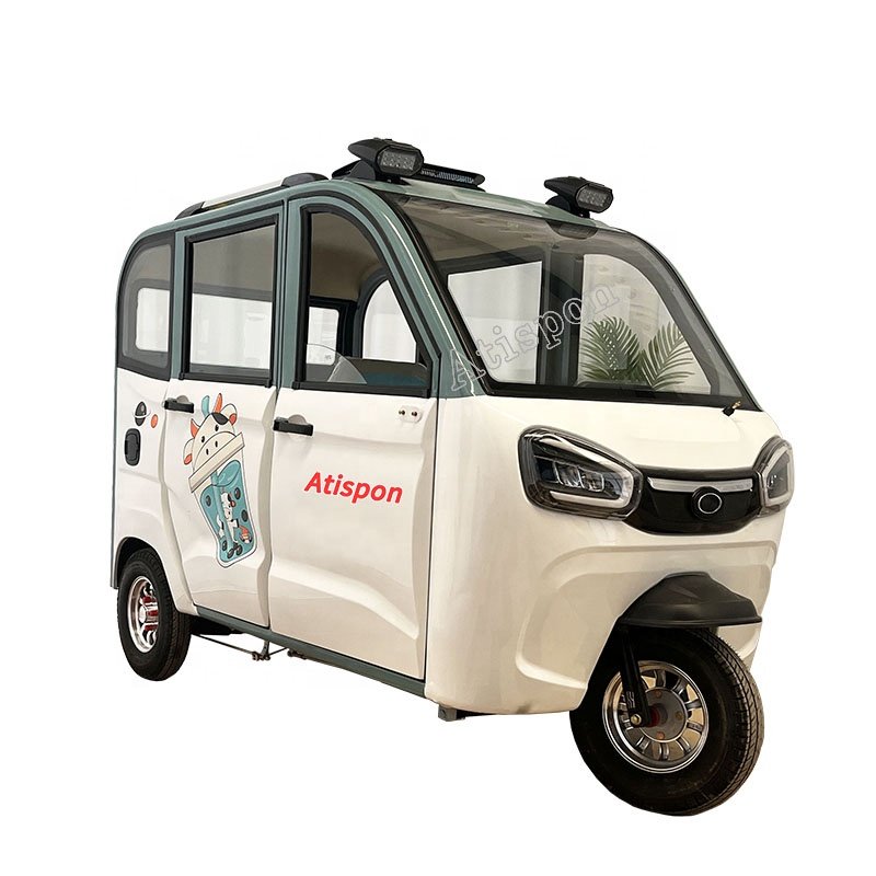Atispon Electric Tricycle for 3 Person Enclosed Tricycle Taxi Moto Electric Tricycle for Disabled