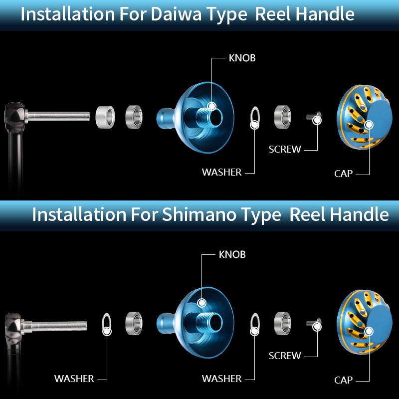 LETOYO DKB017 Fishing Reel Handle Knob for Daiwa Shimano Spinning Reel Handle Knob Alloy Material for 1000-3500 35mm Diameter