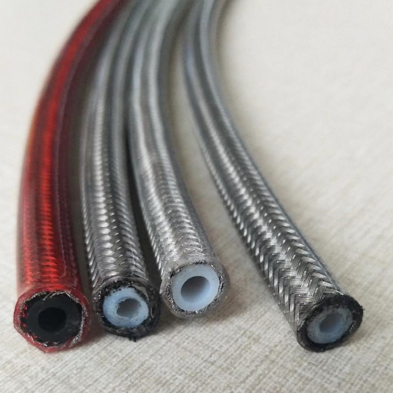 AN3 Motorcycle Braided Stainless Steel Nylon Brake Line Hose FLUID HYDRAULIC Hose PTFE Brake Line Gas Oil Fuel Tube Pipe