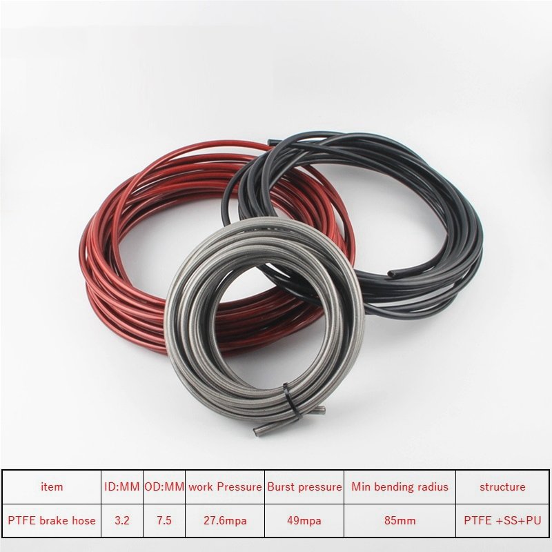 AN3 Motorcycle Braided Stainless Steel Nylon Brake Line Hose FLUID HYDRAULIC Hose PTFE Brake Line Gas Oil Fuel Tube Pipe