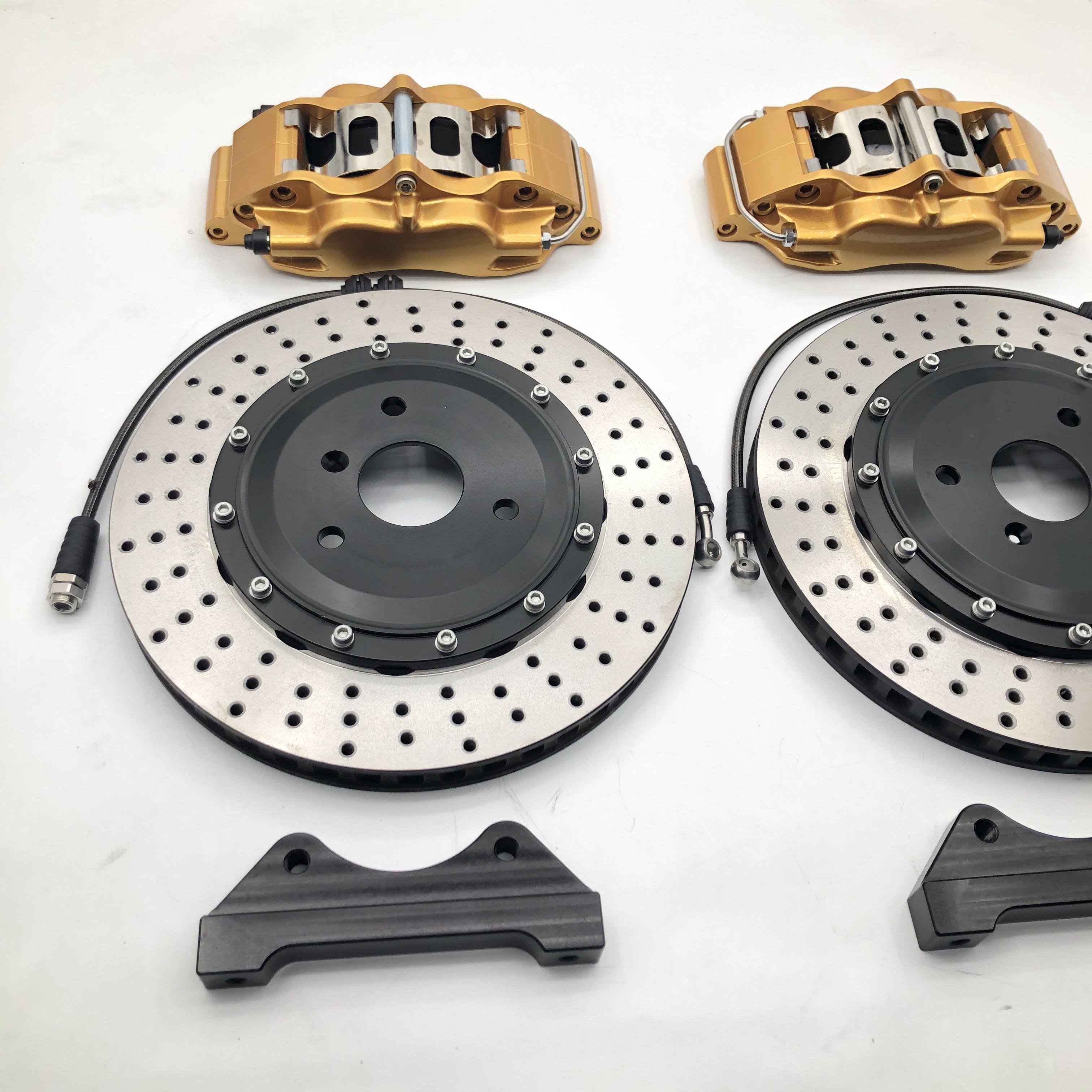 Jekit Front Brake Caliper Kit with 4 Pots and 330*28mm Iron Disc Rotor for 2018 Ford Raptor 17 Rim Model TT