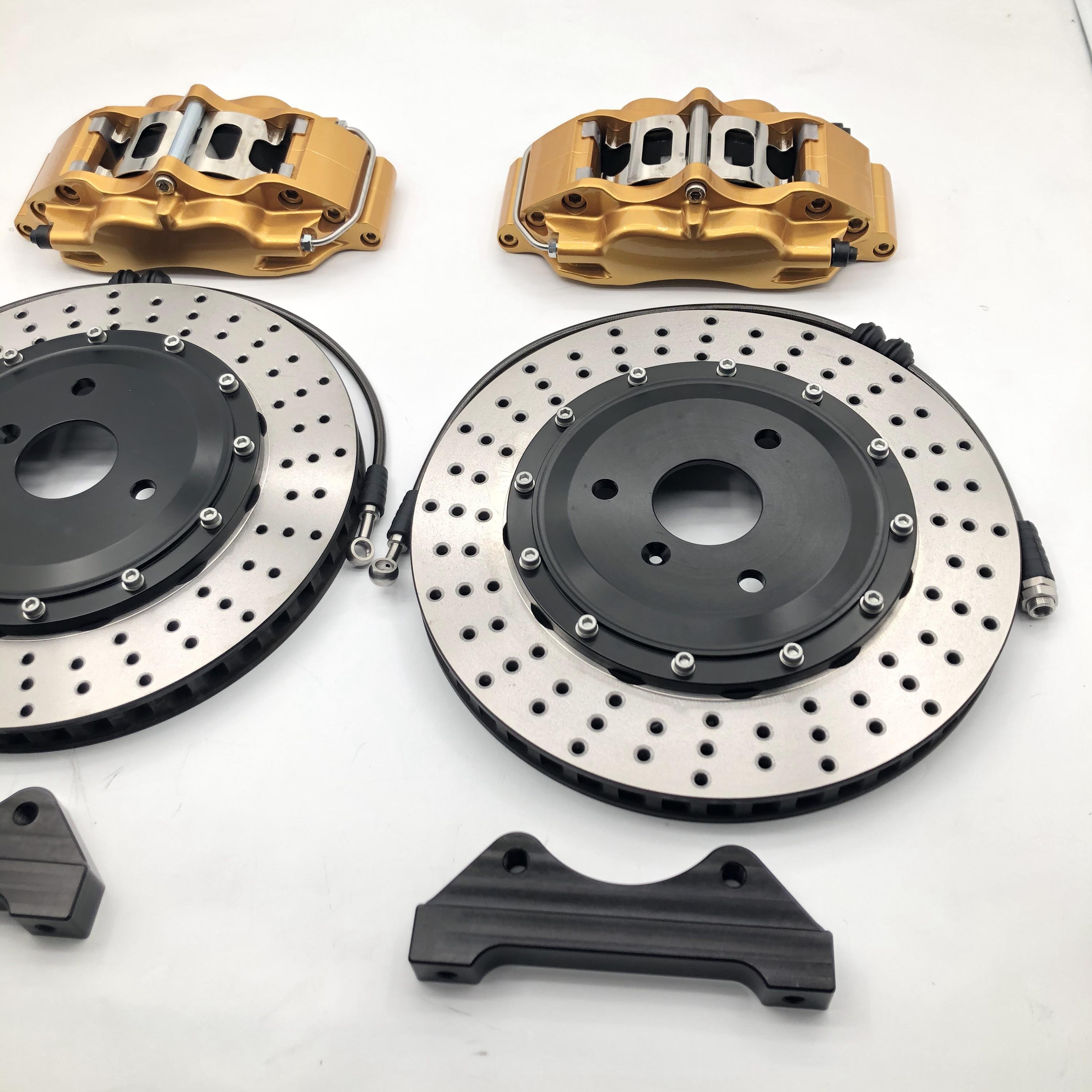 Jekit Front Brake Caliper Kit with 4 Pots and 330*28mm Iron Disc Rotor for 2018 Ford Raptor 17 Rim Model TT