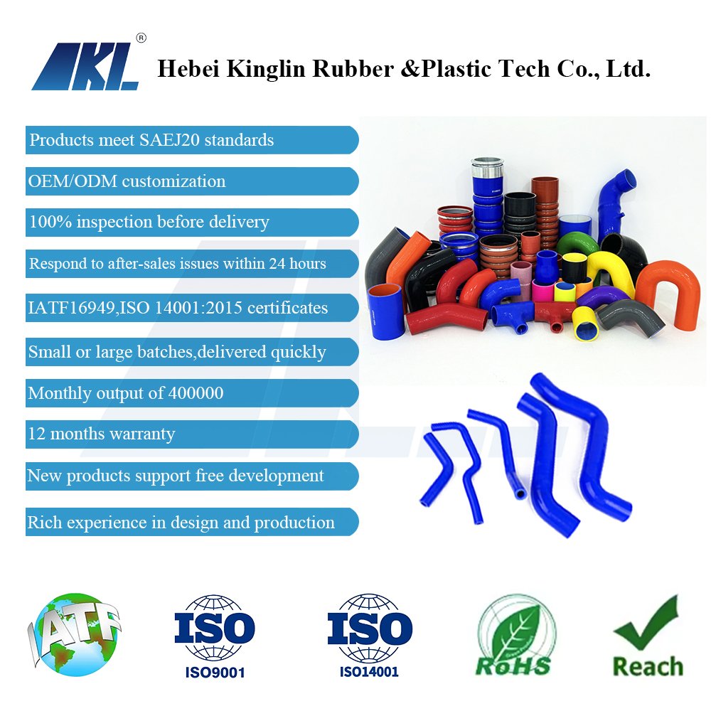 Kinglin High Pressure Customized Auto Hose 2.5 ID 51-63mm 45 90 135 180 Degree Automotive Air Water Silicone Intercooler Hose