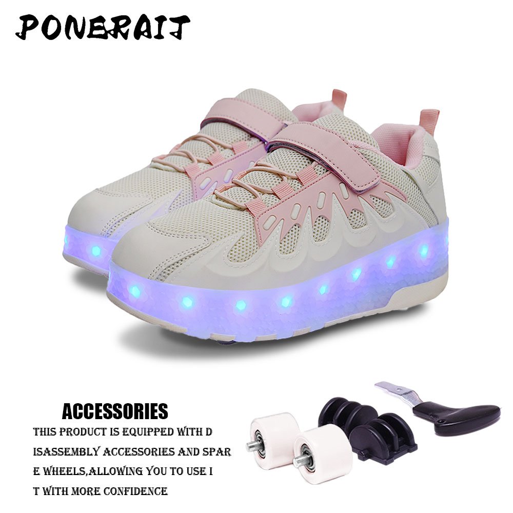2 Wheel Racing Roller Shoes for Girls Unisex Automatic Pop-up Sneakers Dual-Purpose Skating Casual Shoes Kids' Sport Shoes