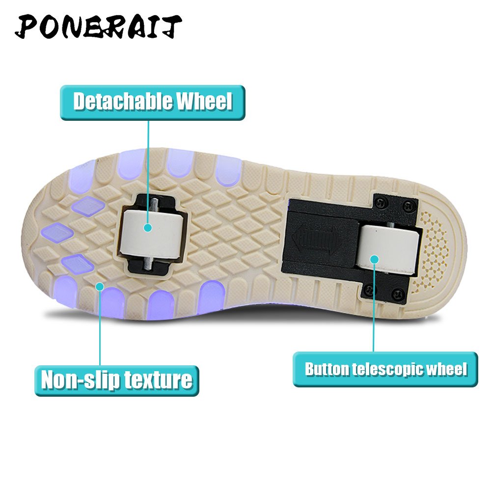 2 Wheel Racing Roller Shoes for Girls Unisex Automatic Pop-up Sneakers Dual-Purpose Skating Casual Shoes Kids' Sport Shoes