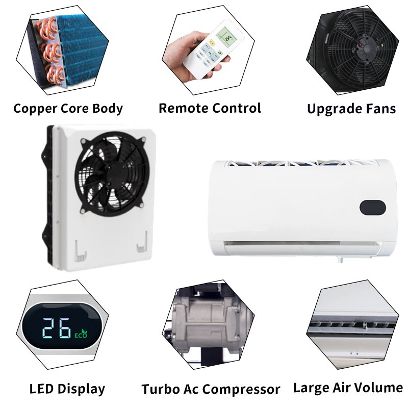 24V AC Mini Auto Parking Air Conditioner for Cars and Caravans Van Vehicle 12V AC Unit