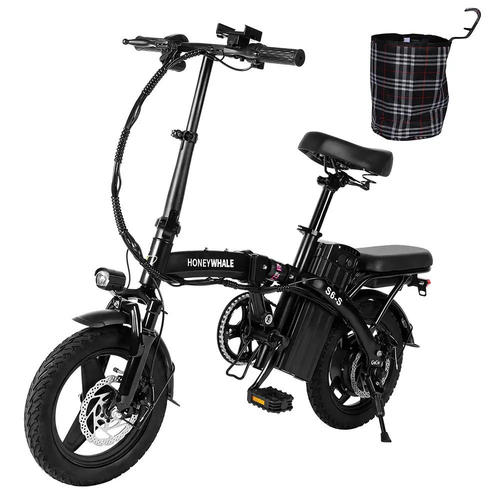14-inch Electric Bike 250W Motor 48V 10.4Ah Battery 25km/h Front and Middle Suspension Damping Dual Disc Brake