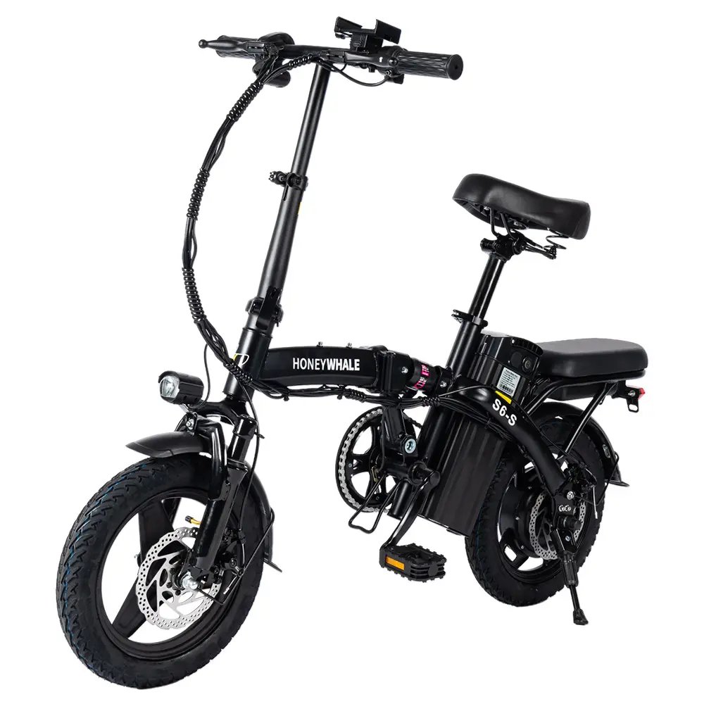 14-inch Electric Bike 250W Motor 48V 10.4Ah Battery 25km/h Front and Middle Suspension Damping Dual Disc Brake
