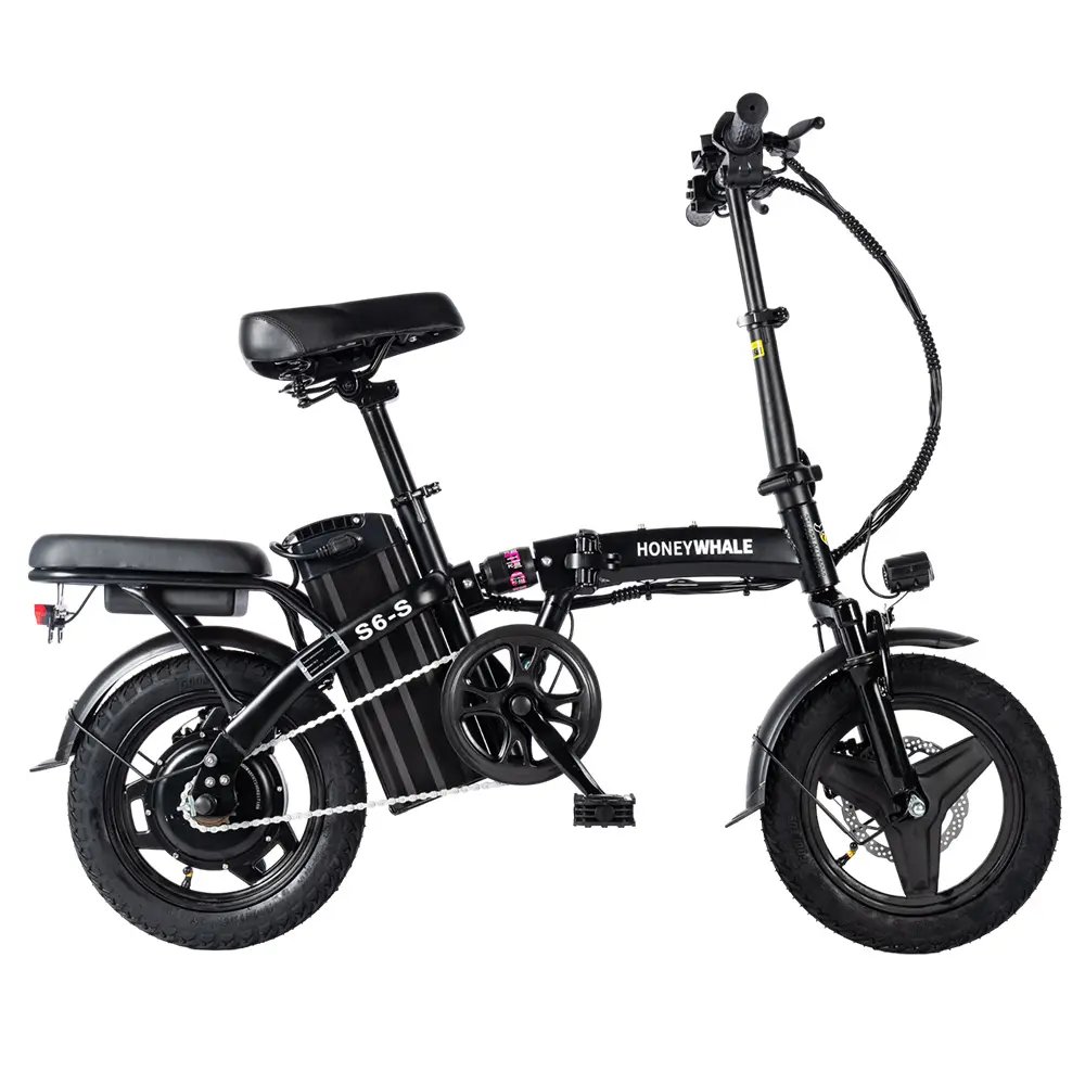 14-inch Electric Bike 250W Motor 48V 10.4Ah Battery 25km/h Front and Middle Suspension Damping Dual Disc Brake
