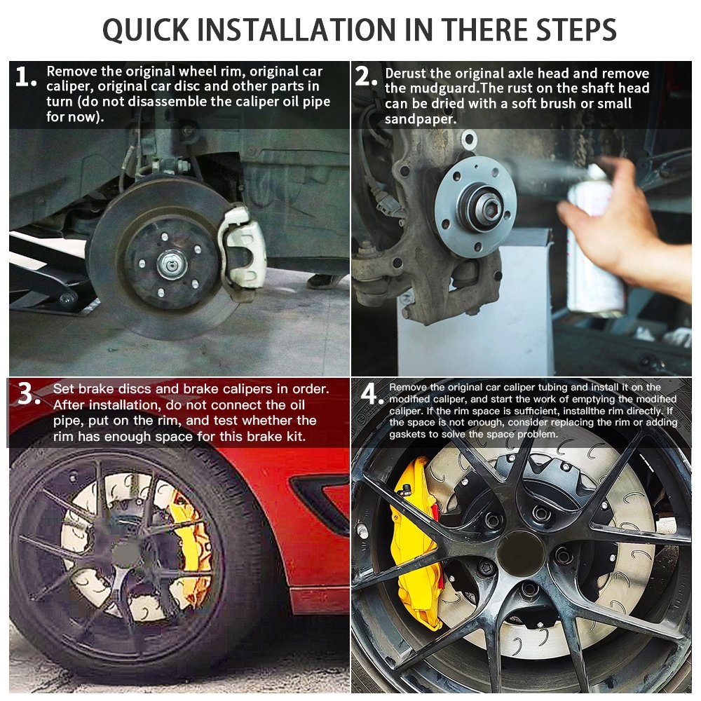 With New Currents Racing E-brake Caliper GT4 4pot Brake Caliper Rear Kit ECOSPORT EDGE Escape explorer Fiesta FOCUS
