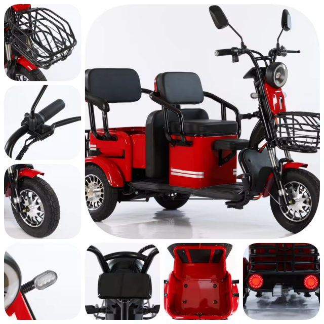 Electric Tricycles 3 Wheel Electric Cargo Bike Household Three-seat Adjustable Electric Tricycles