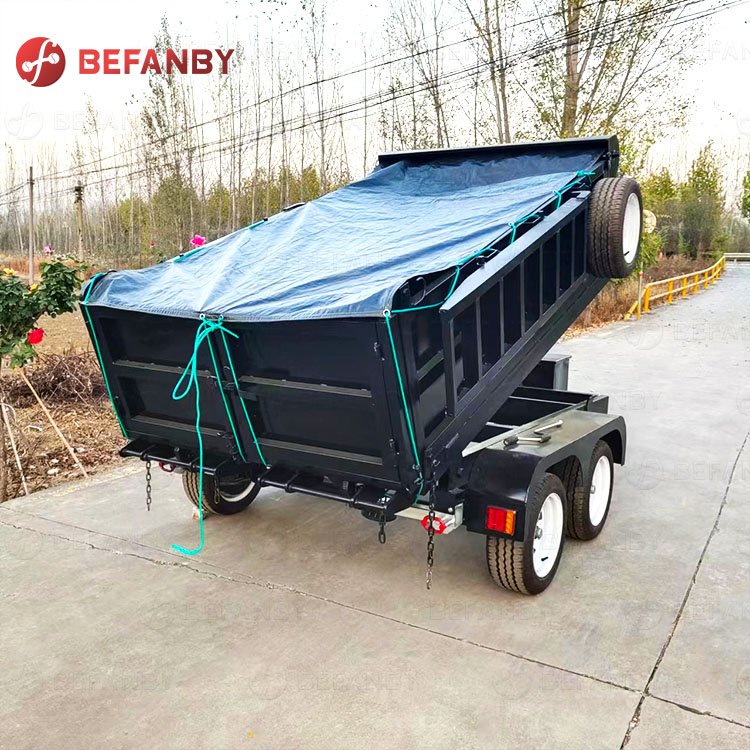 CE 3-stages Telescopic Hydraulic Cylinder 5ton Dump Farm Trailer for Sale
