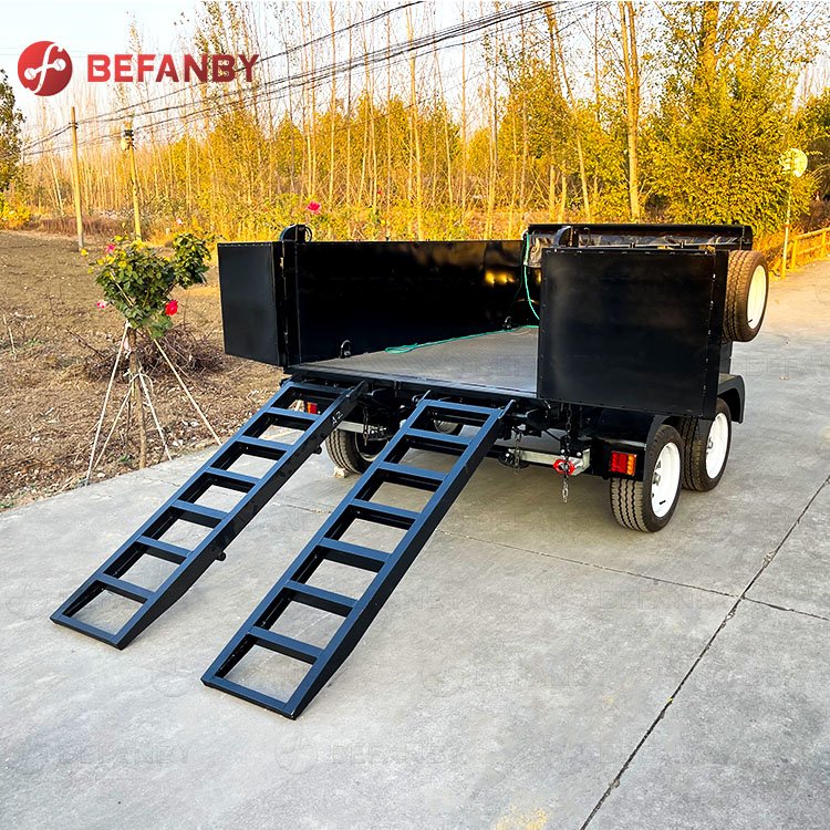 CE 3-stages Telescopic Hydraulic Cylinder 5ton Dump Farm Trailer for Sale