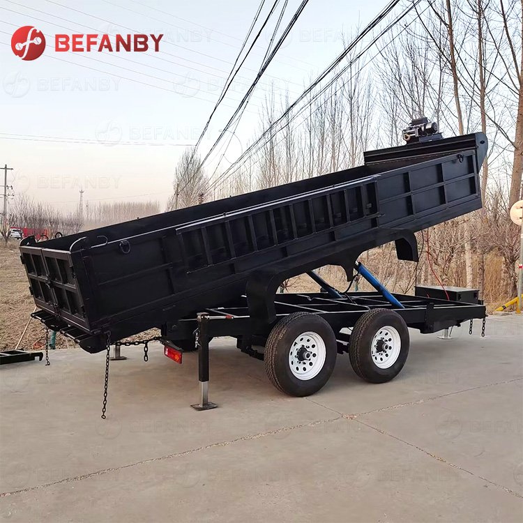 CE 3-stages Telescopic Hydraulic Cylinder 5ton Dump Farm Trailer for Sale