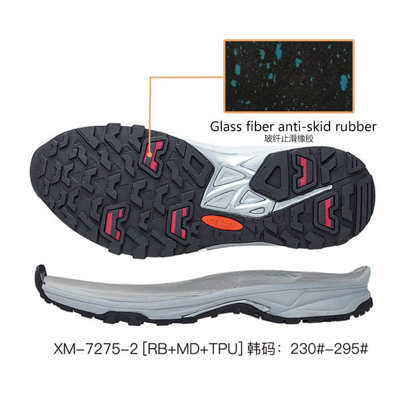 Factory's New Technology Ice Surface Anti slip Special Fiber Hybrid Rubber RB+MD+TPU Ice Surface Outdoor Sole