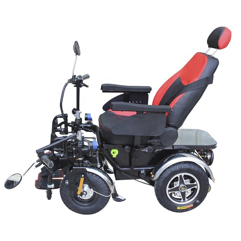 All Terrain Elderly Electric Wheelchairs With Fat Knobby Tires Off Road Wheelchair Powerchair Strong Power Offroad Wheels