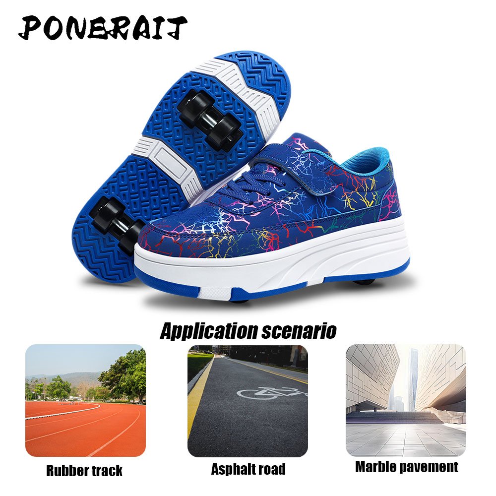 PONERAIT Unisex LED Sneakers 4Wheel Removable Sports Running Shoes Boys & Girls Roller Skating & Roller Skates