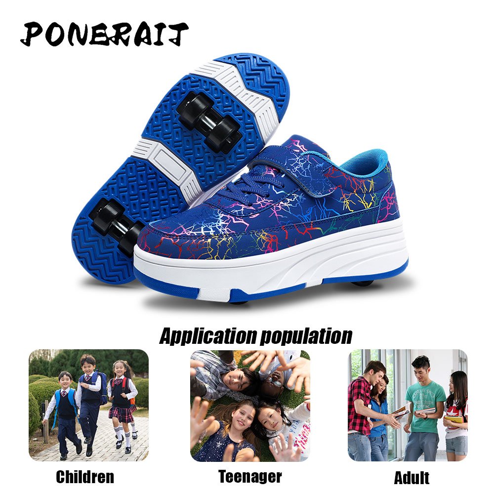 PONERAIT Unisex LED Sneakers 4Wheel Removable Sports Running Shoes Boys & Girls Roller Skating & Roller Skates