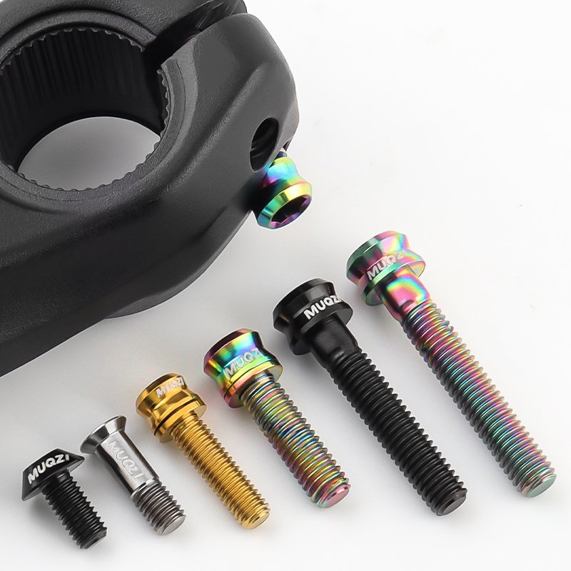 23064 MUQZI M5/M6 Folding Road MTB Bike Titanium Screw Bicycle Stem Bolts Headsets Cap Brake Caliper Pulley Disc Rotor Ti Screw