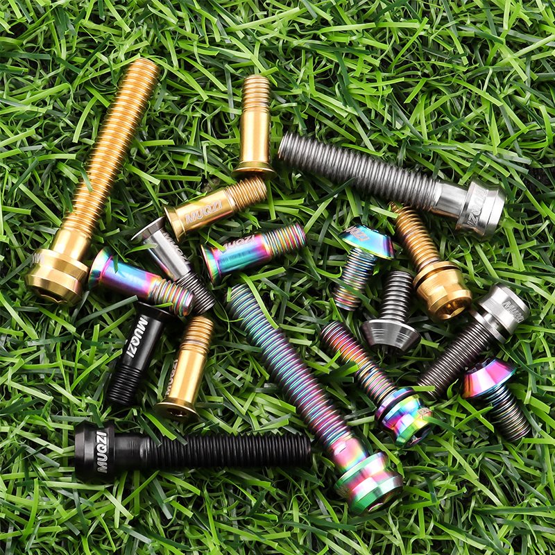 23064 MUQZI M5/M6 Folding Road MTB Bike Titanium Screw Bicycle Stem Bolts Headsets Cap Brake Caliper Pulley Disc Rotor Ti Screw