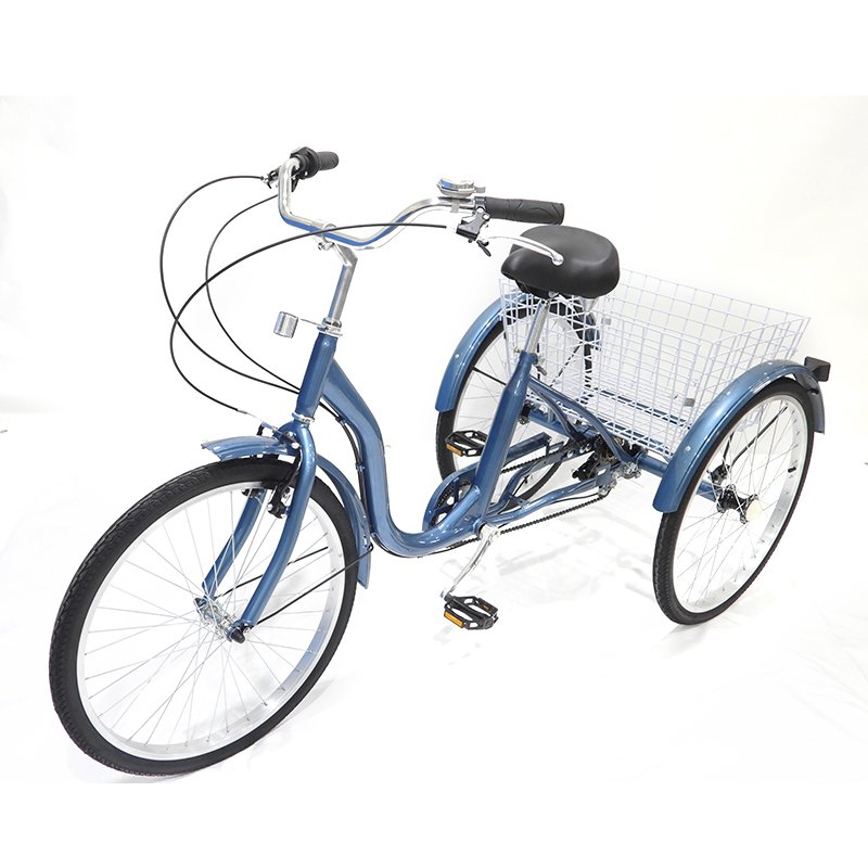 26inch 7Speed 3-wheel Bicycle for Adult Tricycle Seat Height Adjustable 3 Big Wheels Adult Tricycle Bike Pedicab