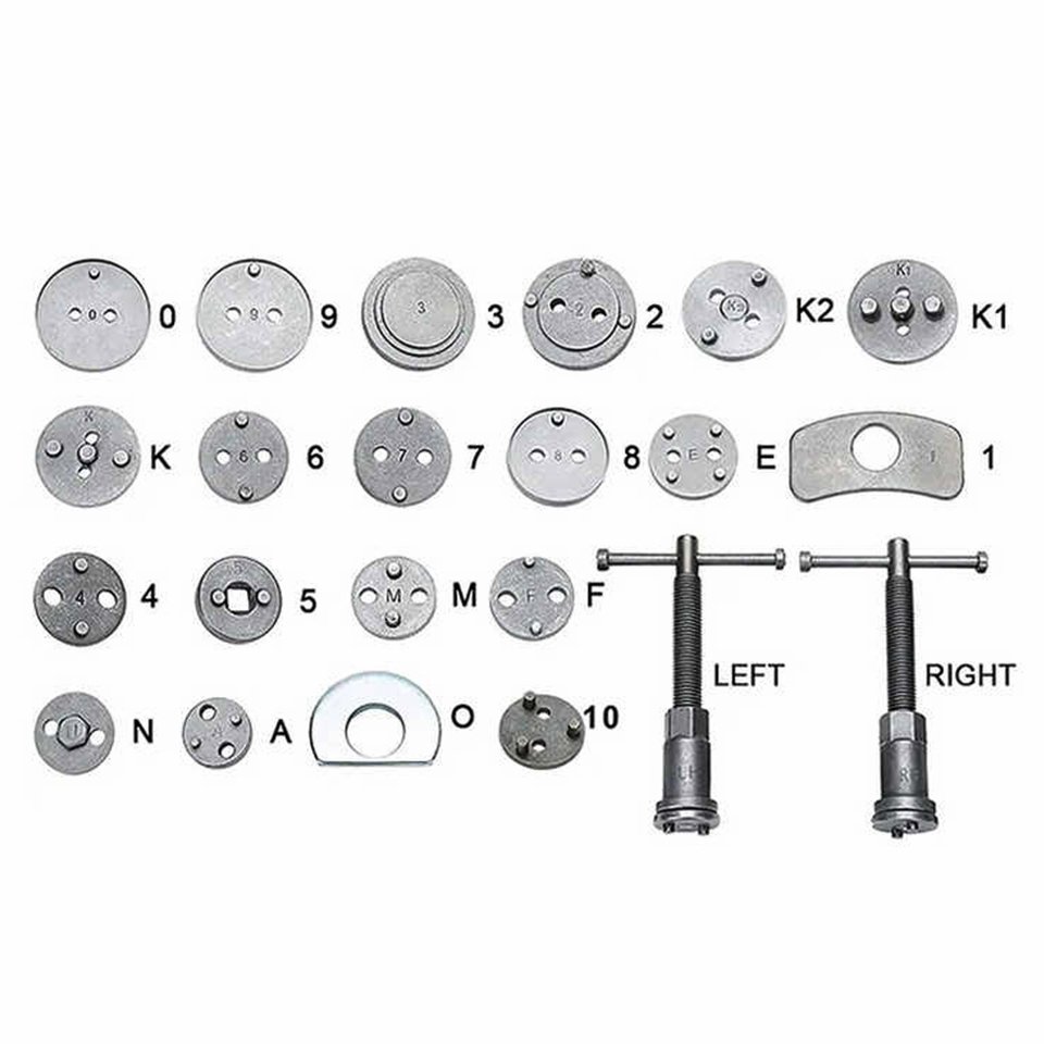 22 Pcs Disc Brake Piston Caliper Compressor Wind Back Rewind Tool Set