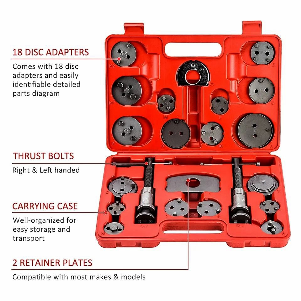 22 Pcs Disc Brake Piston Caliper Compressor Wind Back Rewind Tool Set