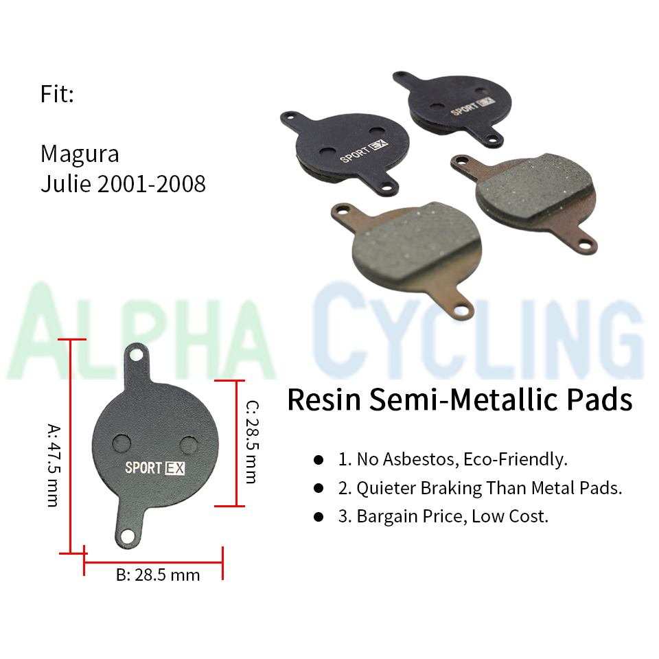 Resin Bicycle Brake Pads for Magura Julie 2001-2008 Caliper, Sport EX Class